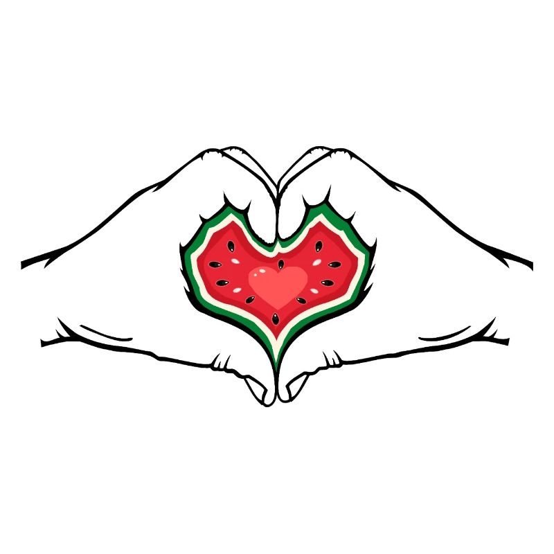 pastèque design mains forme coeur