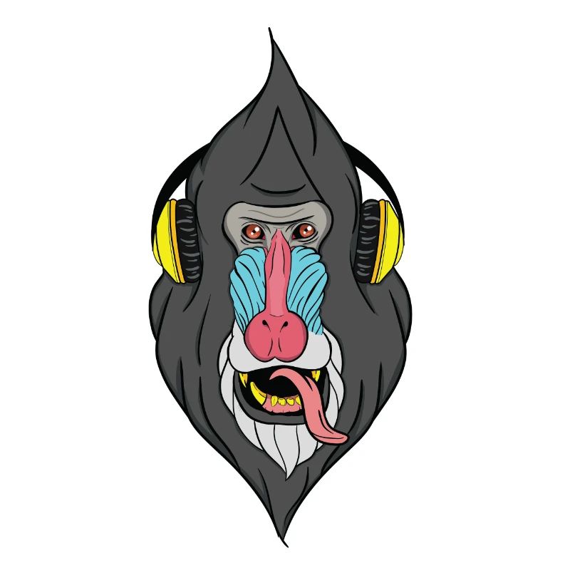 Affe mit Kopfhörer - Techno Affe