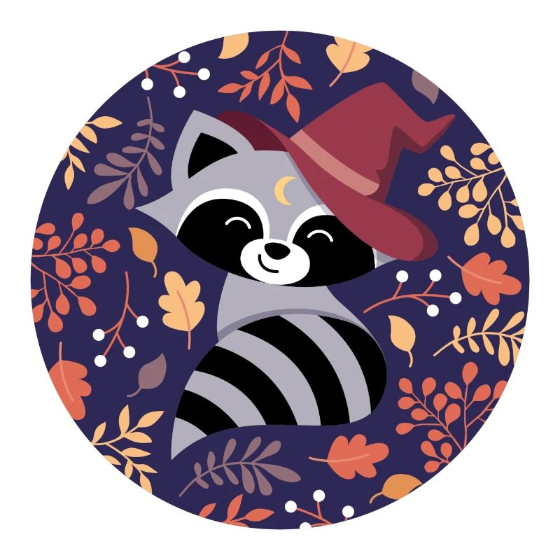 Raccoon with autumn pattern