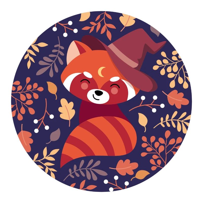 red panda with autumn pattern