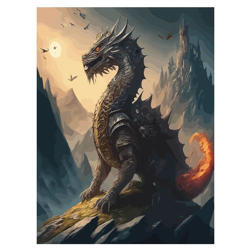 Drachenkrieger Schwarzrot Illustration