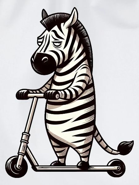 Witziges Zebra Roller Scooter Langeweile Cartoon