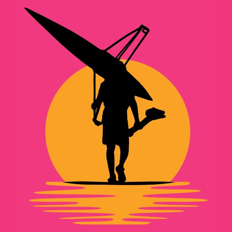 Sunset Rowing Silhouette: Tranquil Waters Art