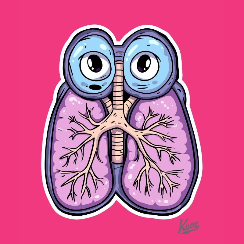 Funny lungs with eyes: Take a deep breath!