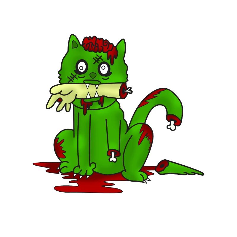Zombie, Katze, Halloween, Knochen, Geschenkidee