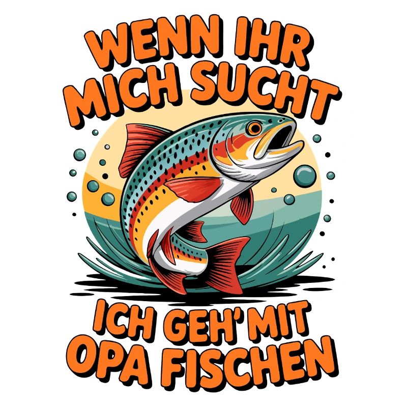 Angeln mit Opa mit springender Forelle