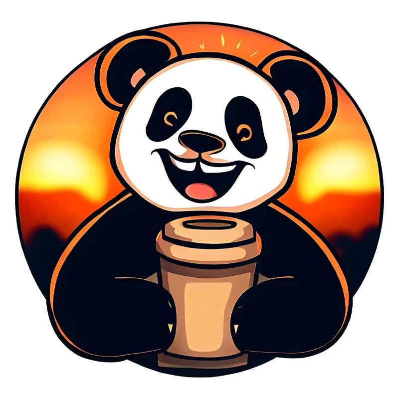 Panda panda bear drinks coffee