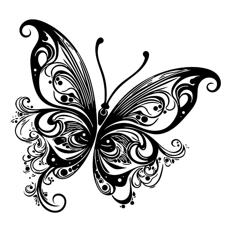 Dessin papillon de style lignes et points