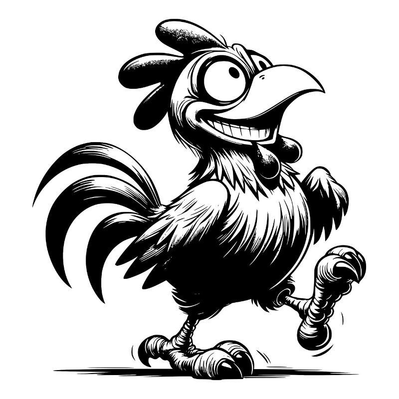 Grinning Funny Rooster Drawing