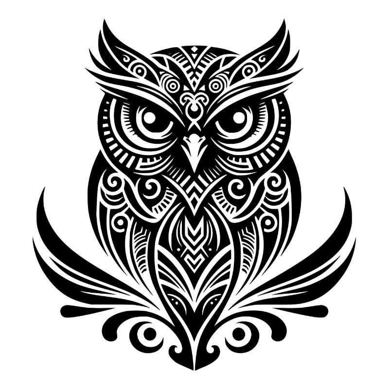 Schlaue Eule im Tattoo Tinte Style