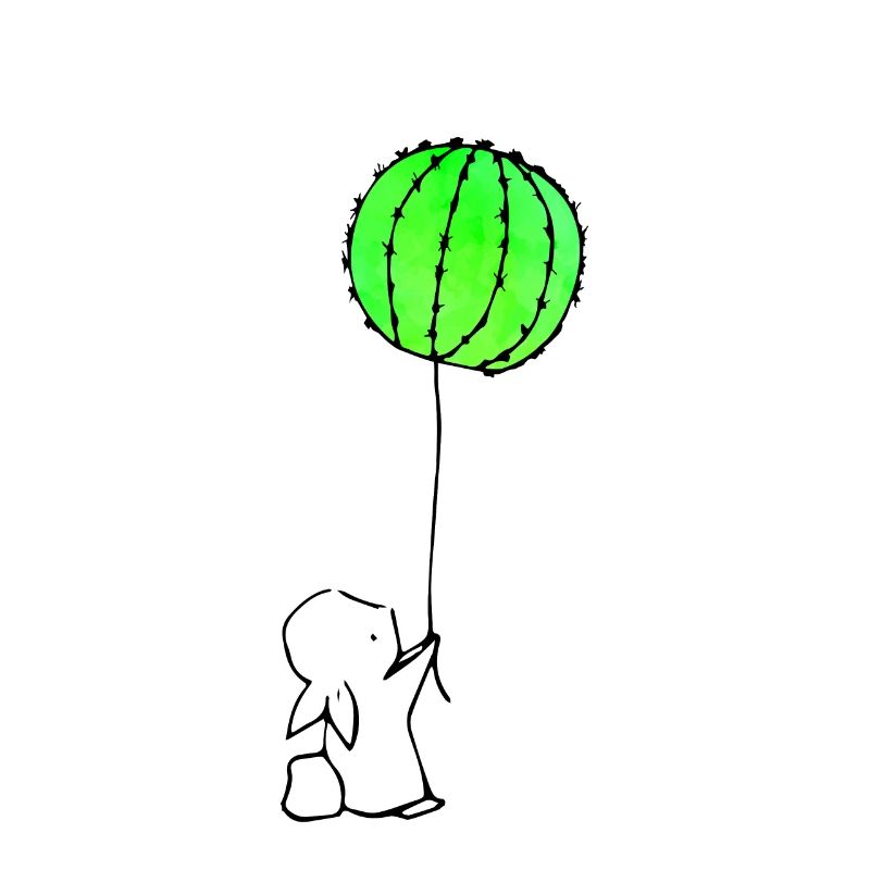 Mignon cactus lapin et ballon
