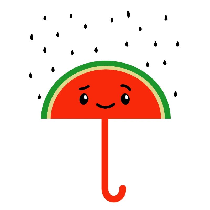 Raining Watermelon Seeds And Umbrella