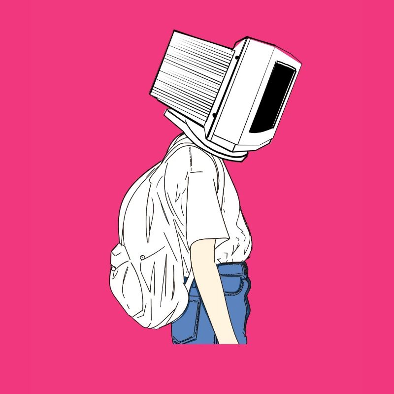 Coder shirt computer head Sad