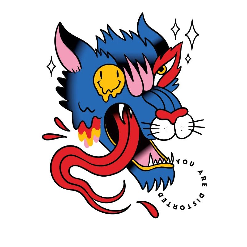 Trippy Wolf Tattoo