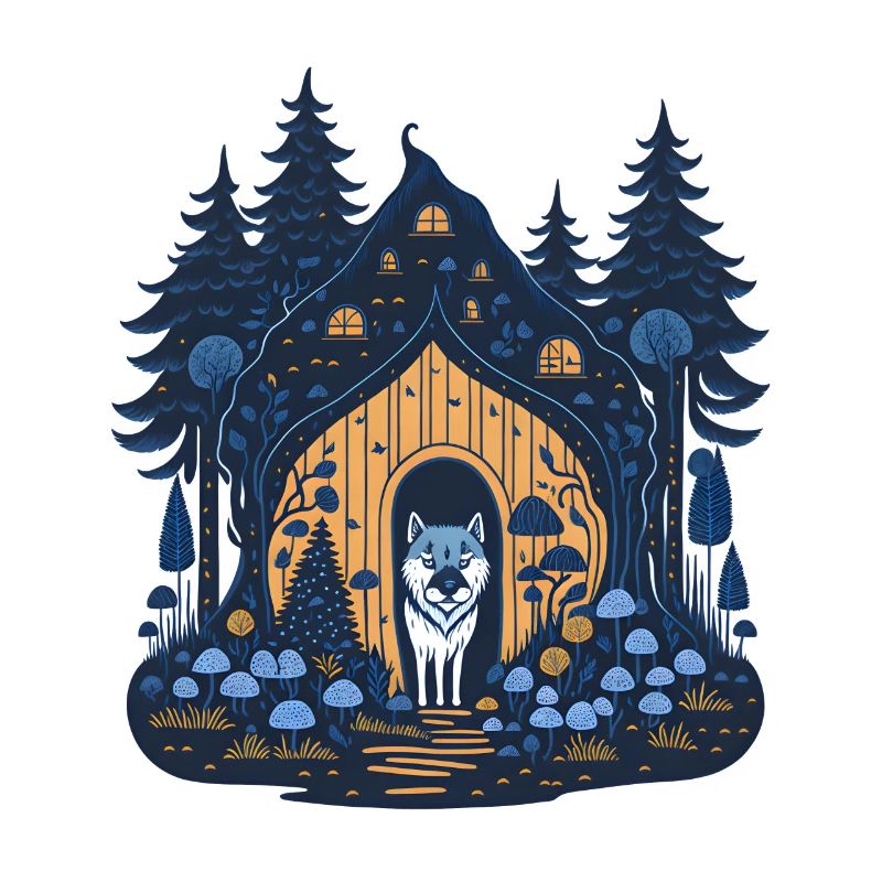 Wolf in einer Hütte