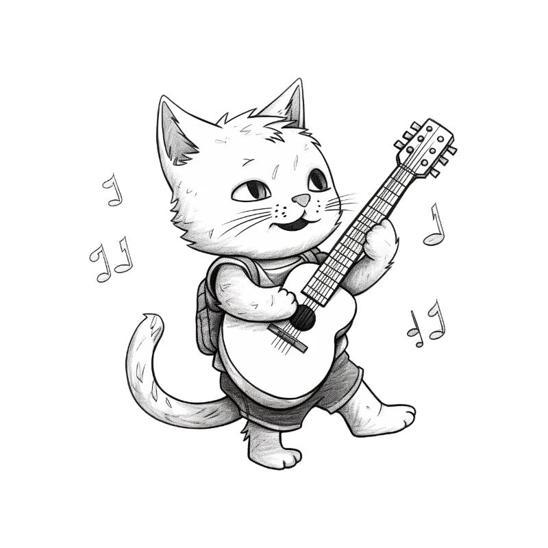 Cat playing guitar