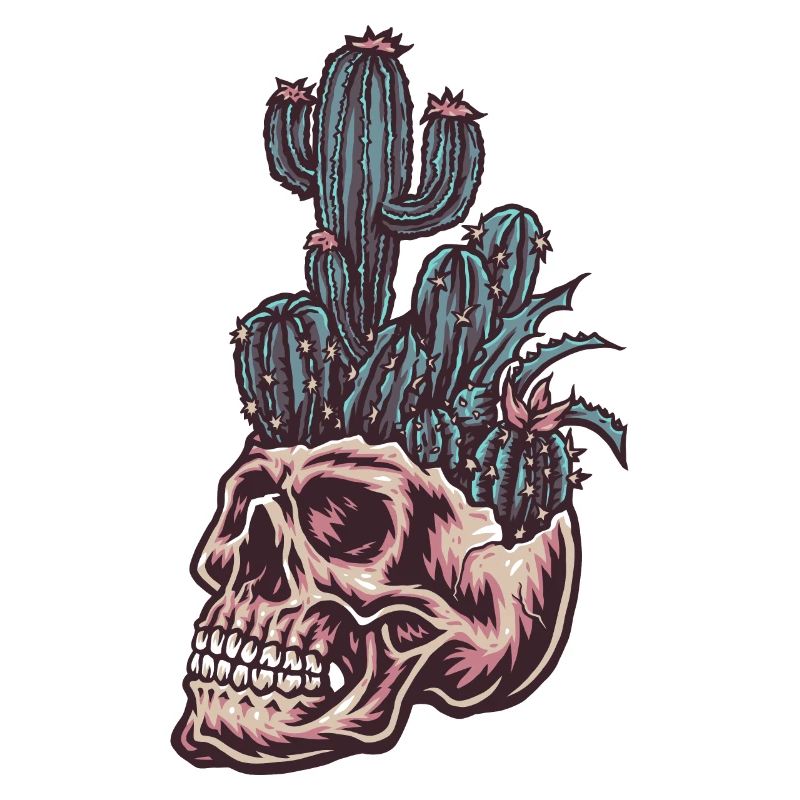 Skull with cactus