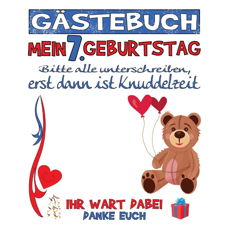 7. Geburtstag Junge & Mädchen Gästebuch