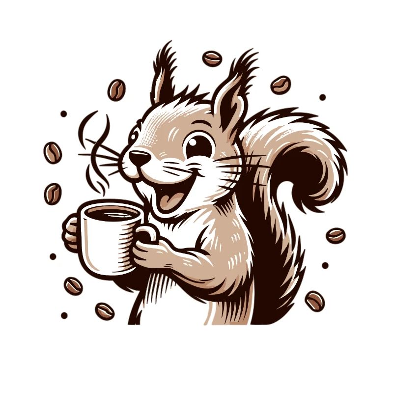 Squirrel with coffee cup