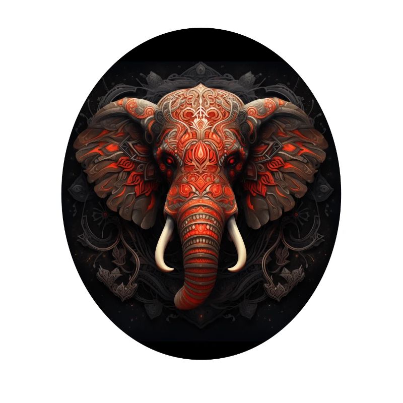 Éléphant Mandala Rouge