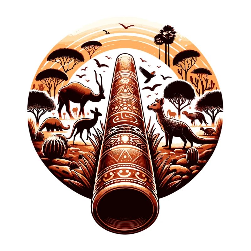 Didgeridoo avec l'outback australien et la faune