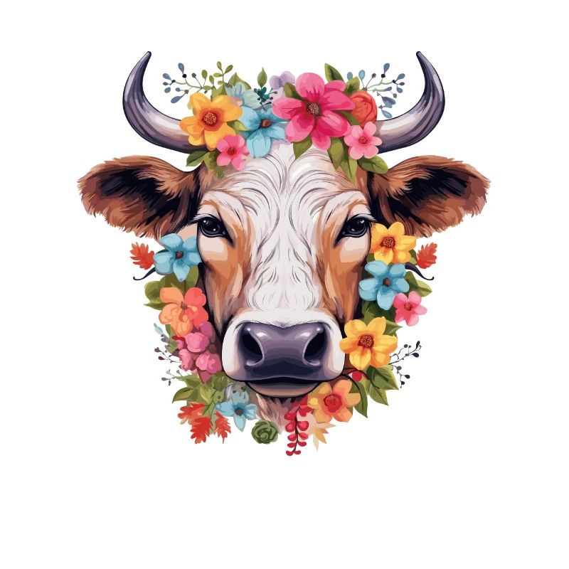 Vache avec des fleurs