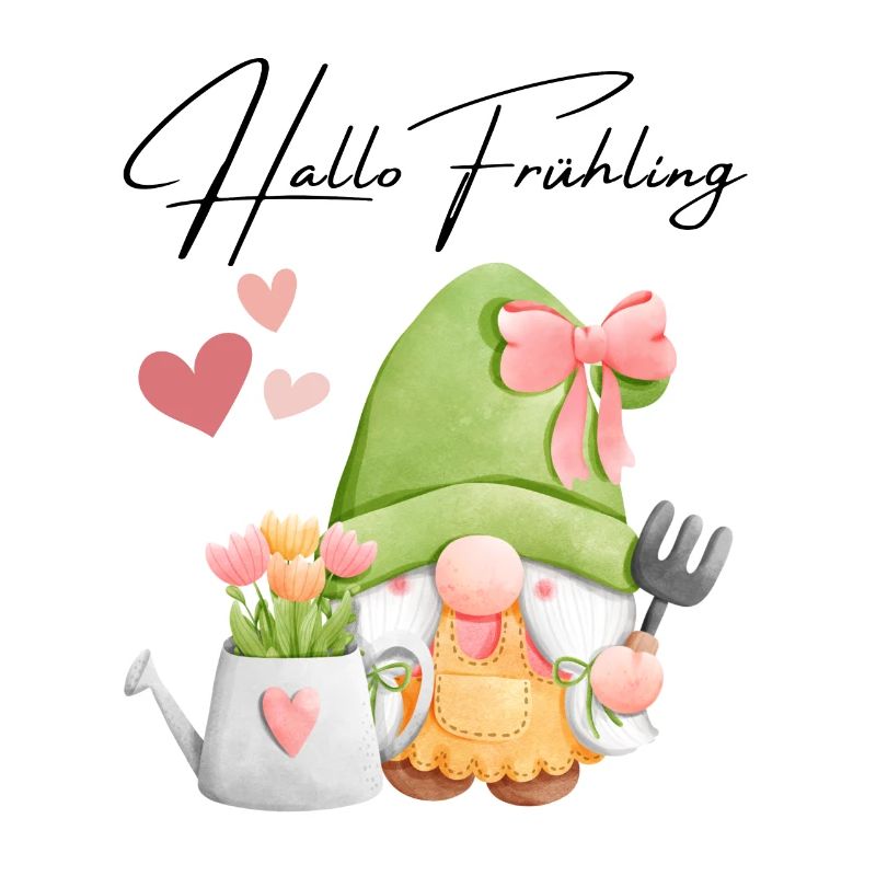 Hello Spring - Gardener Gnome with Tulips