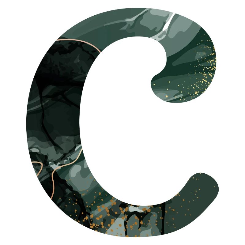 Green marbled letter c