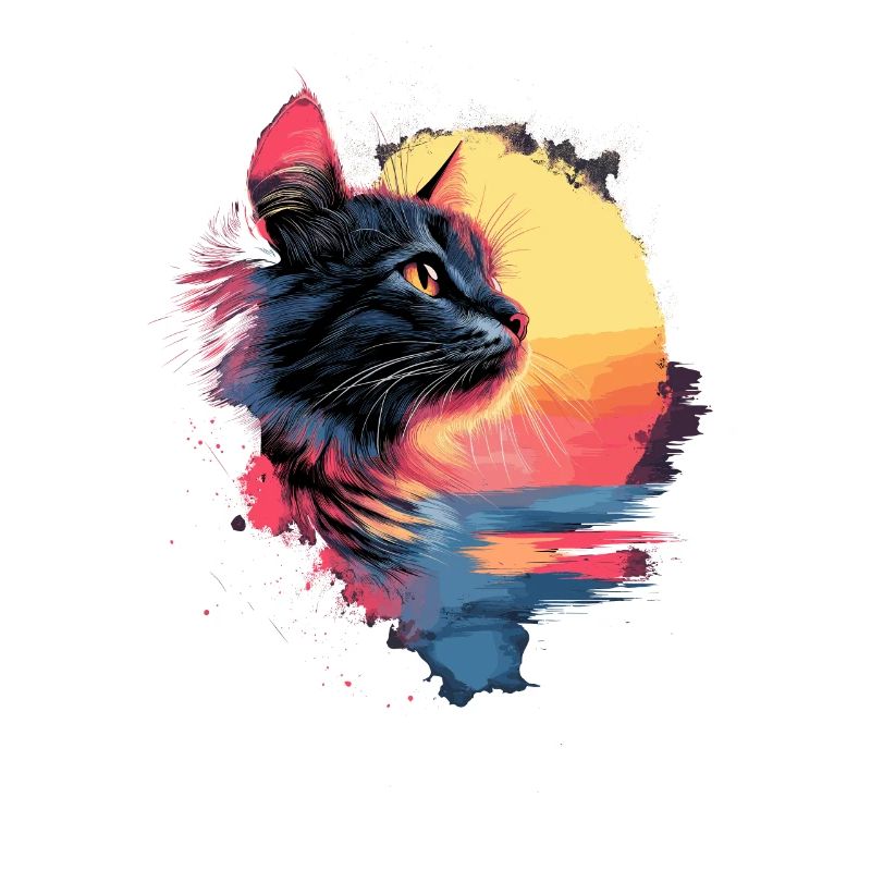 Chat chaton coucher de soleil