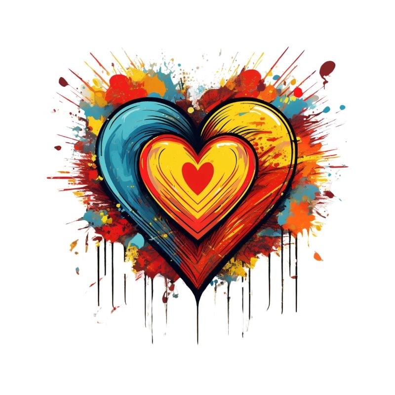 Colourful Heart Explosion – Bold Pop Art Design