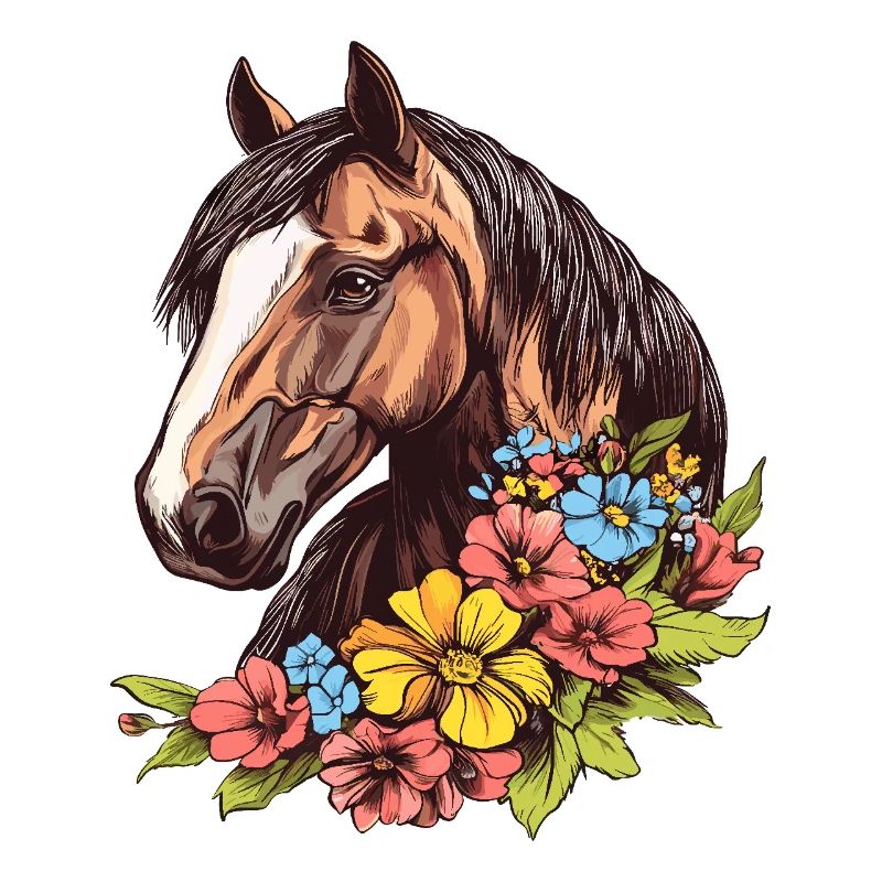 Cheval avec des fleurs