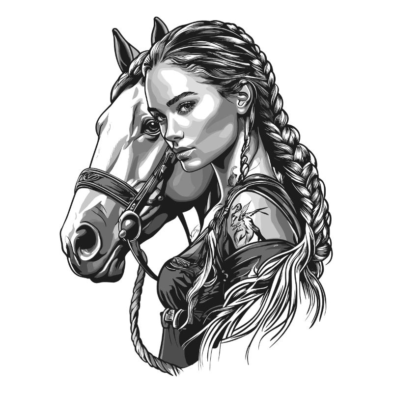 Fille de cheval 1883 équitation cavalier balade cavalier vache