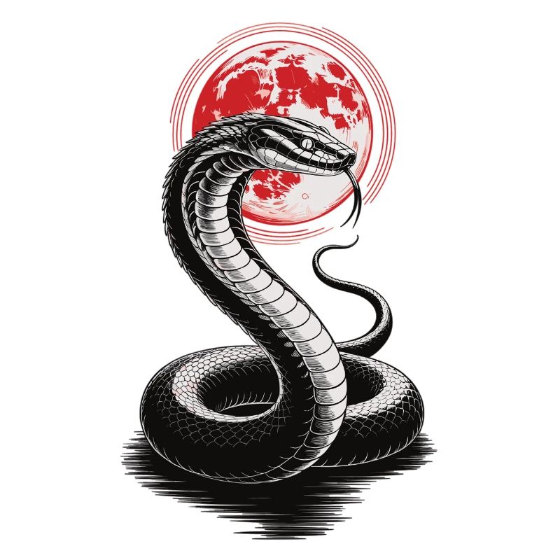 Cobra devant la lune de sang