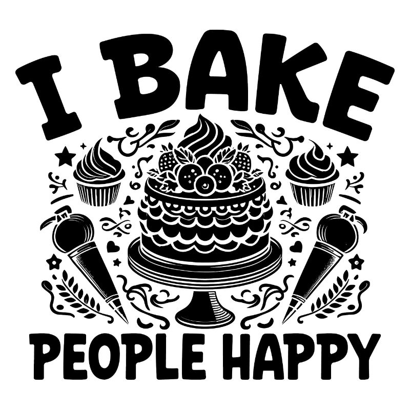 I Bake People Happy Baker Cake Baking Pastry Baker