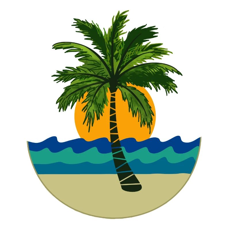 Palm tree, sun, beach