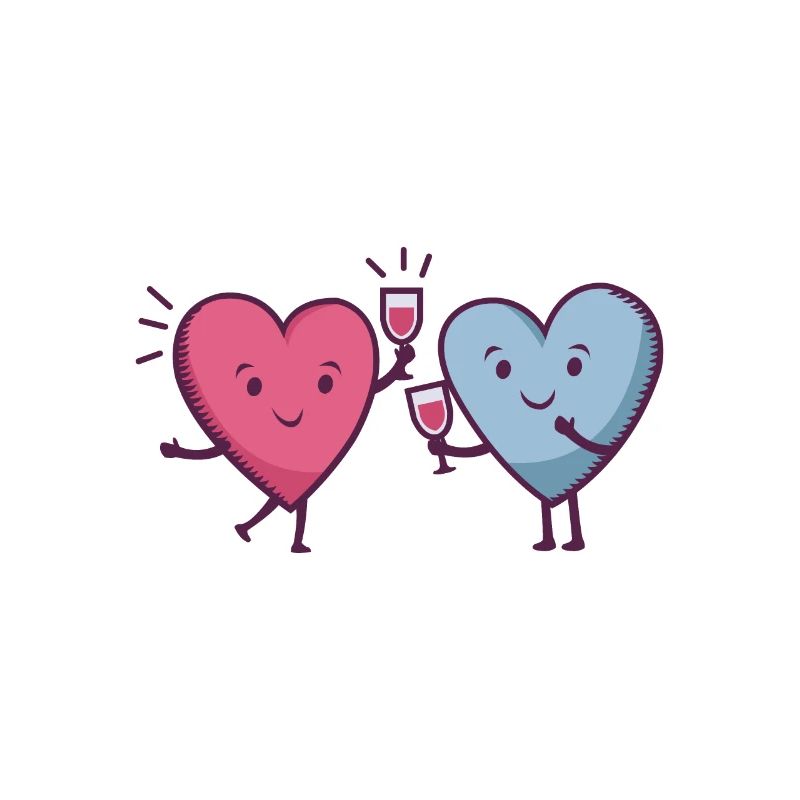 Hearts Sharing Wine
