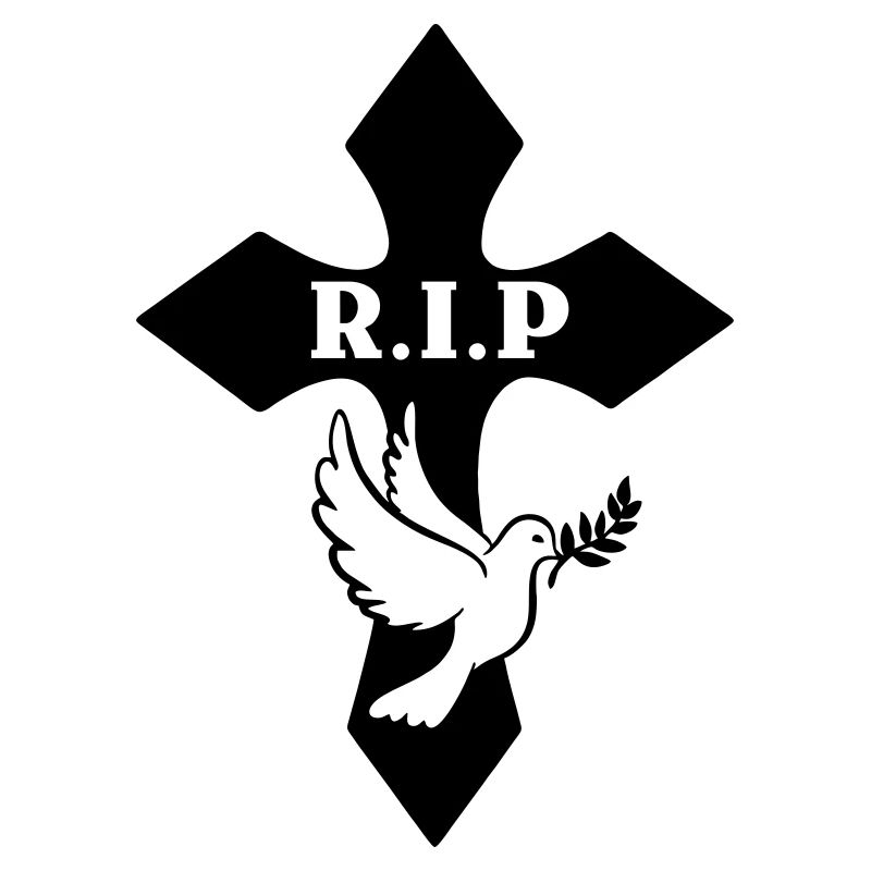 Kreuz mit Taube und Text R.I.P