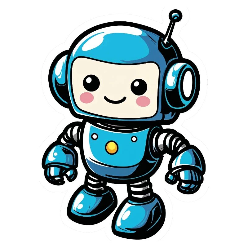 Blue Robot Friend Sticker