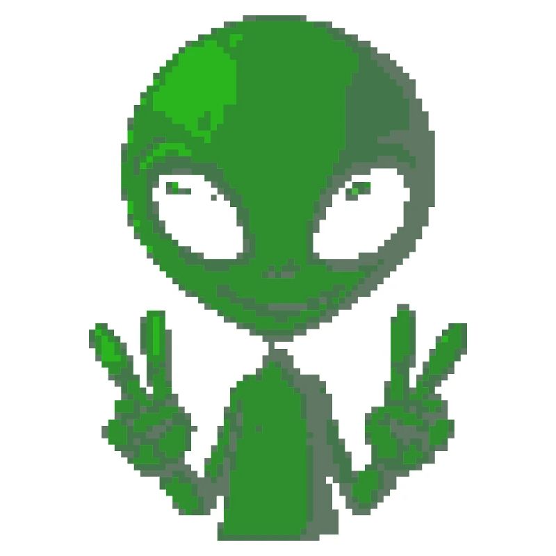 Pixel Alien Friedenszeichen