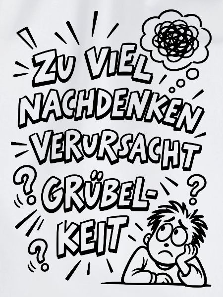 Lustiger Overthinking Spruch im Comic-Stil
