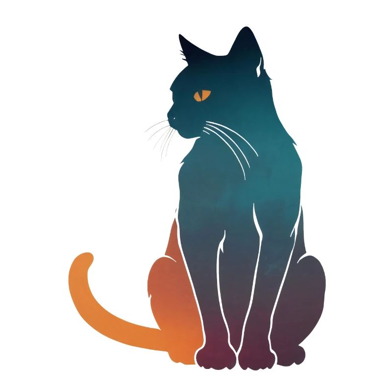 Harmonious cat in color gradient