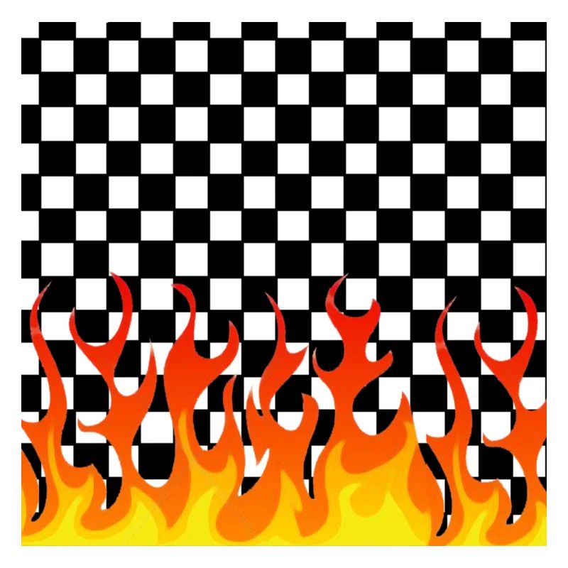 Flames on chessboard background
