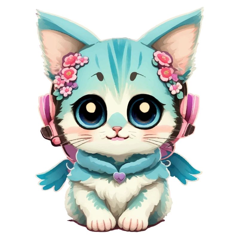 Mignon bébé chat avec des fleurs