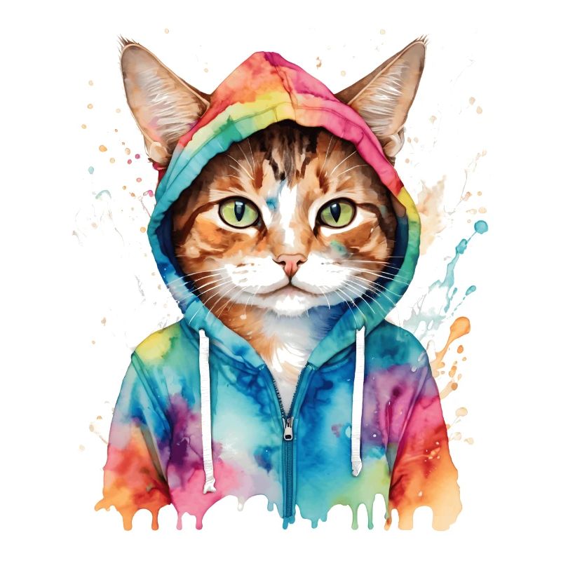 Sweat à capuche chat coloré imprimé drôle de conception animale