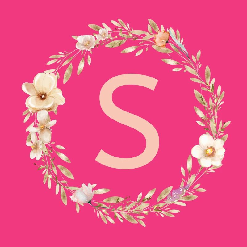 Customizable Monogram S Flower Wreath Boho