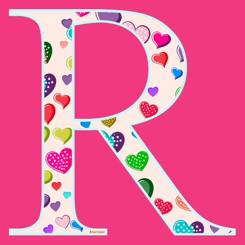 Customizable Monogram R Heart Pattern