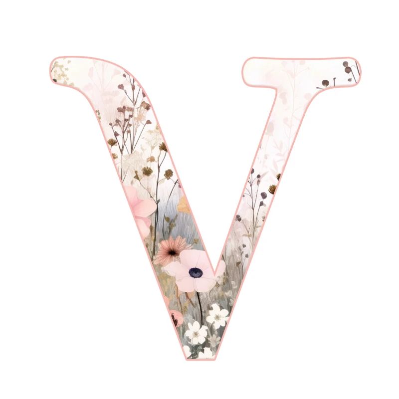 Personalizable Monogram V Floral Pattern