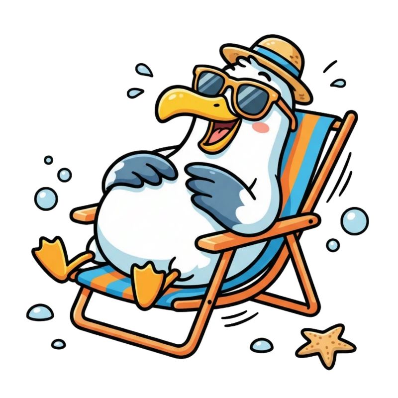 Relaxed seagull on the beach