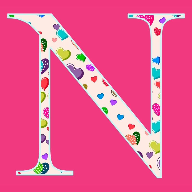 Customizable Monogram N Heart Pattern