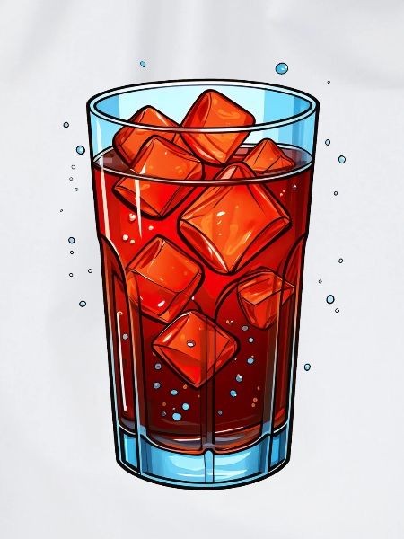 Glas Cola mit Eiswürfeln